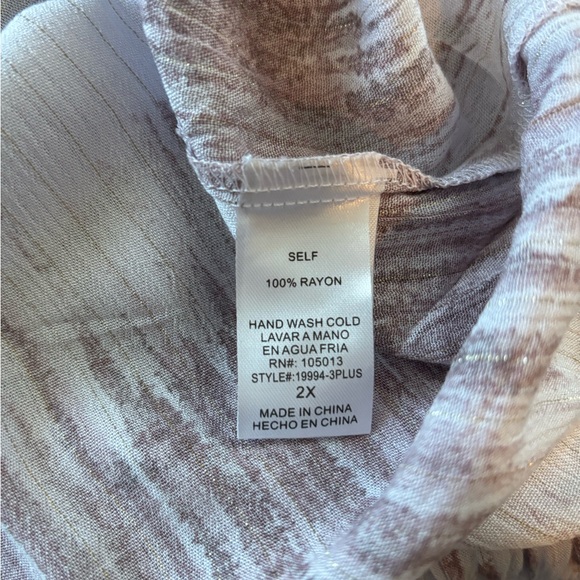 EMILY WONDER Mauve Artsy V Neck Abstract Print Tunic Top Blouse 2X New NWT - Picture 11 of 11